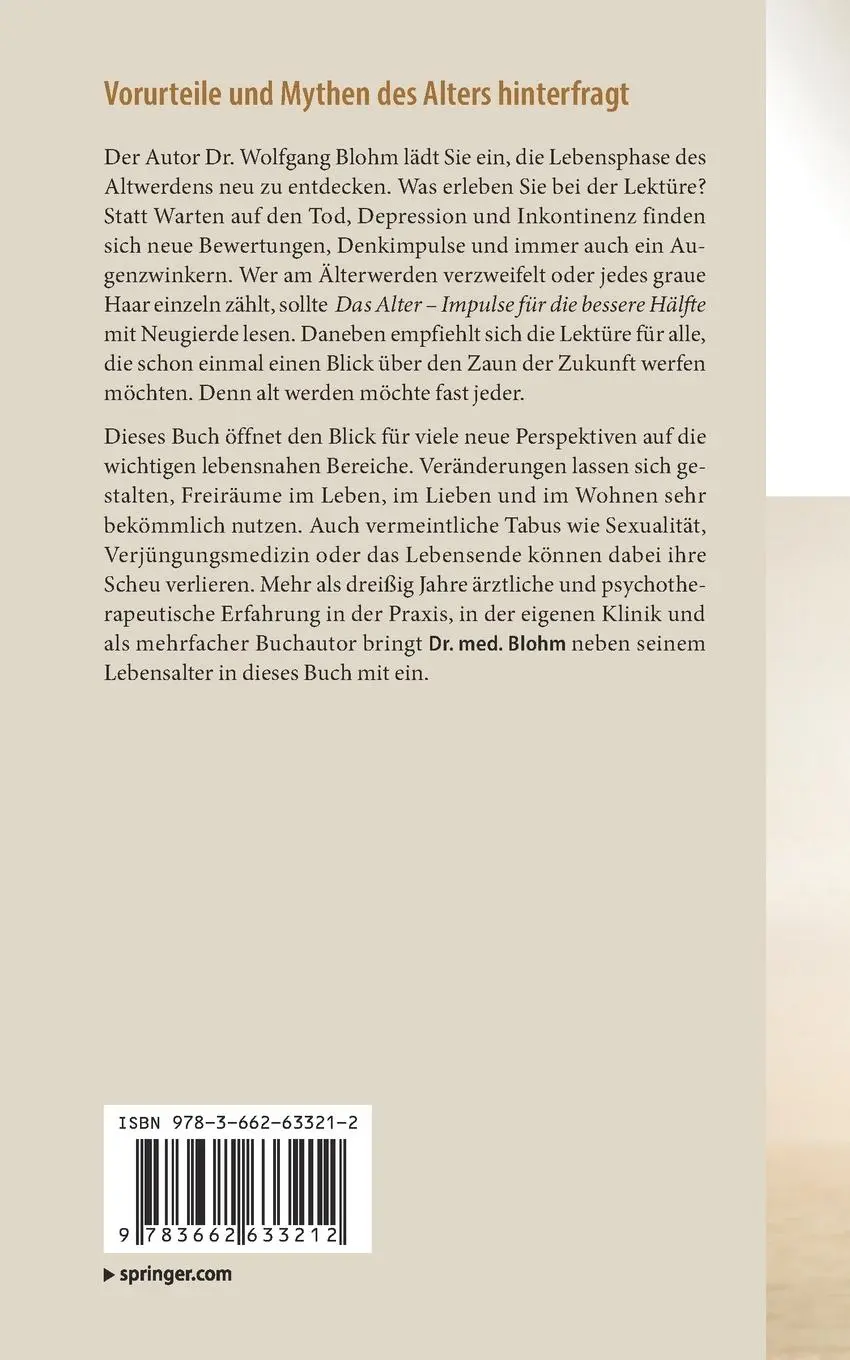 Rückseite: 9783662633212 | Das Alter - Impulse für die bessere Hälfte | Wolfgang Blohm | Buch | V