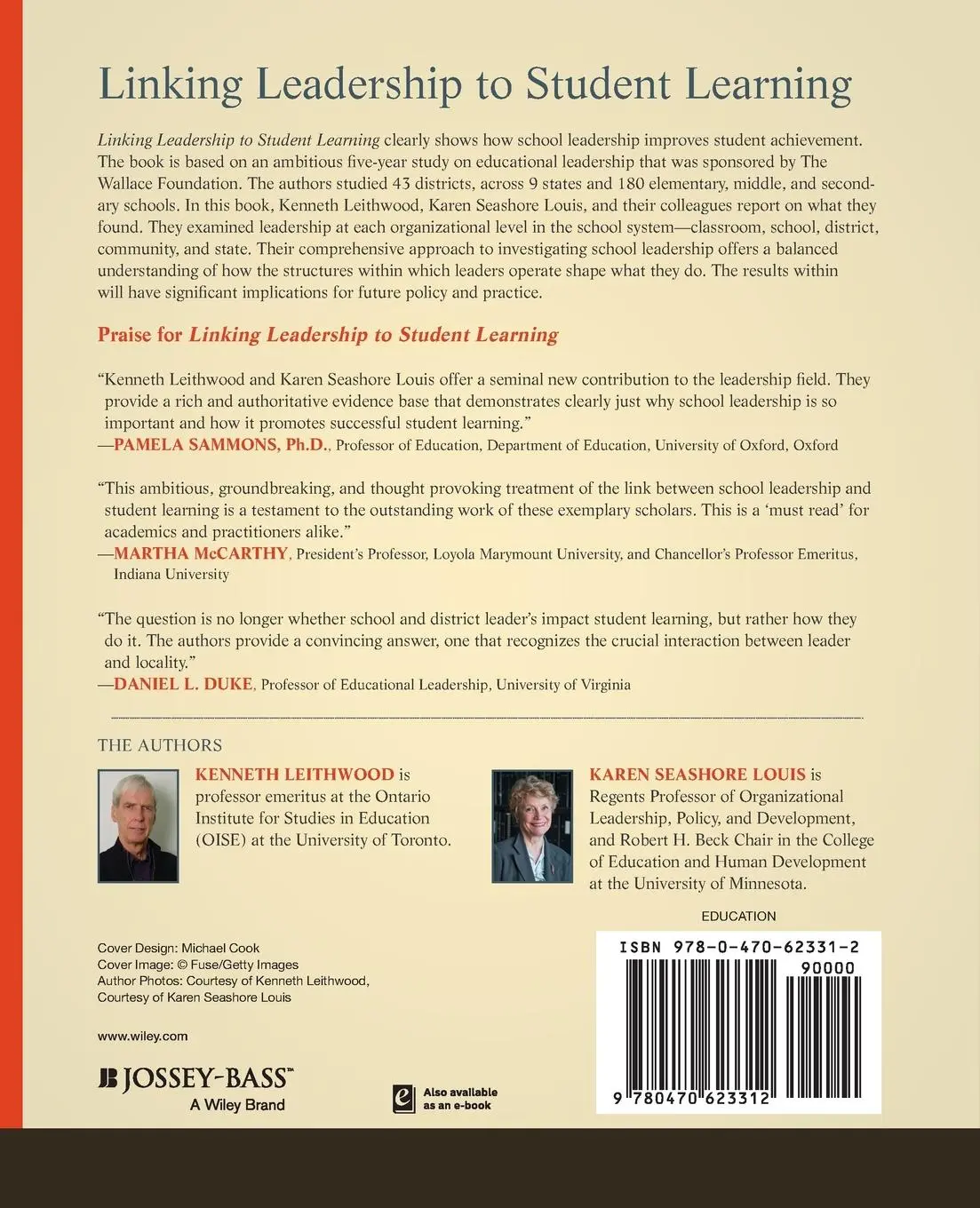 Rückseite: 9780470623312 | Linking Leadership to Student Learning | Kenneth Leithwood (u. a.)