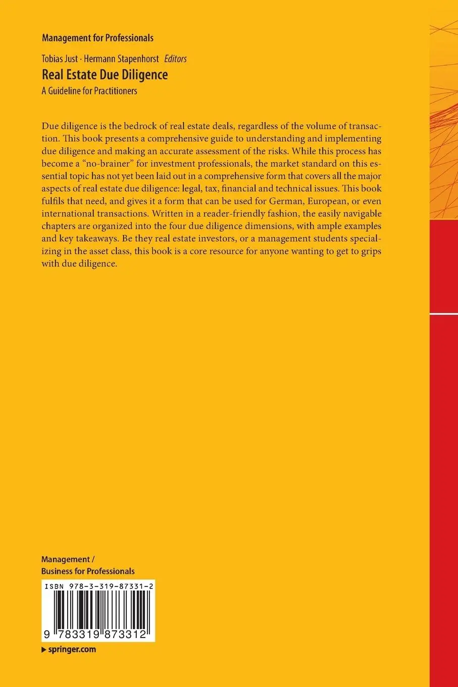 Rückseite: 9783319873312 | Real Estate Due Diligence | A Guideline for Practitioners | Buch | xi