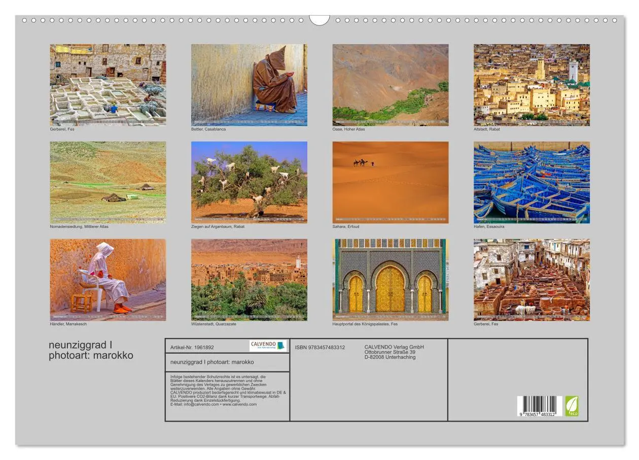 Bild: 9783457483312 | neunziggrad I photoart: marokko (Wandkalender 2026 DIN A2 quer),...
