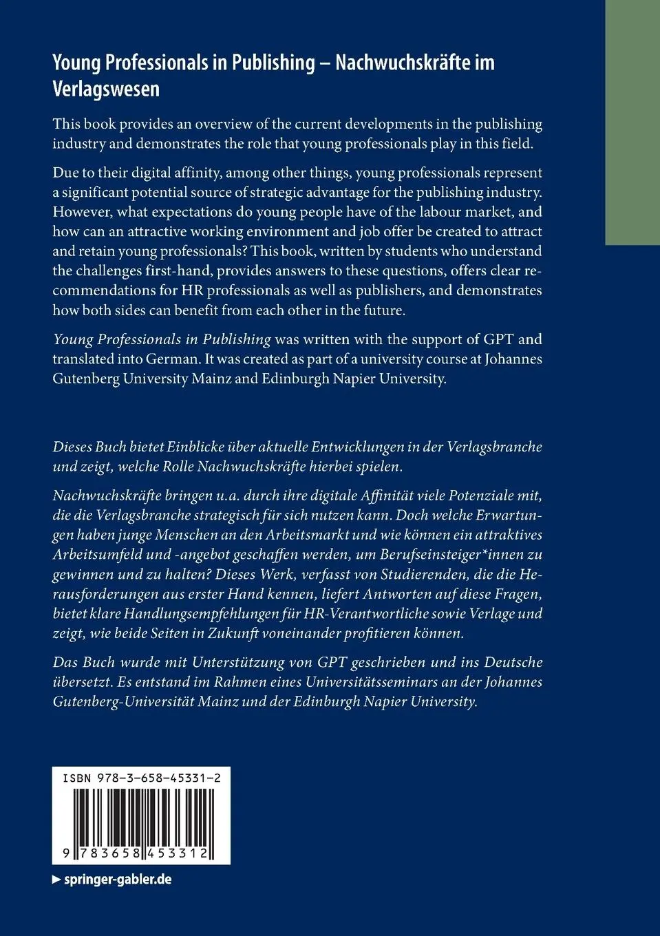 Rückseite: 9783658453312 | Young Professionals in Publishing - Nachwuchskräfte im Verlagswesen