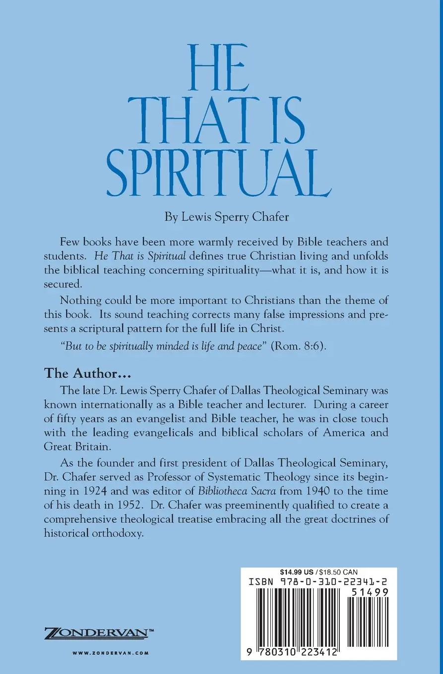 Rückseite: 9780310223412 | He That Is Spiritual | Lewis Sperry Chafer | Taschenbuch | Englisch