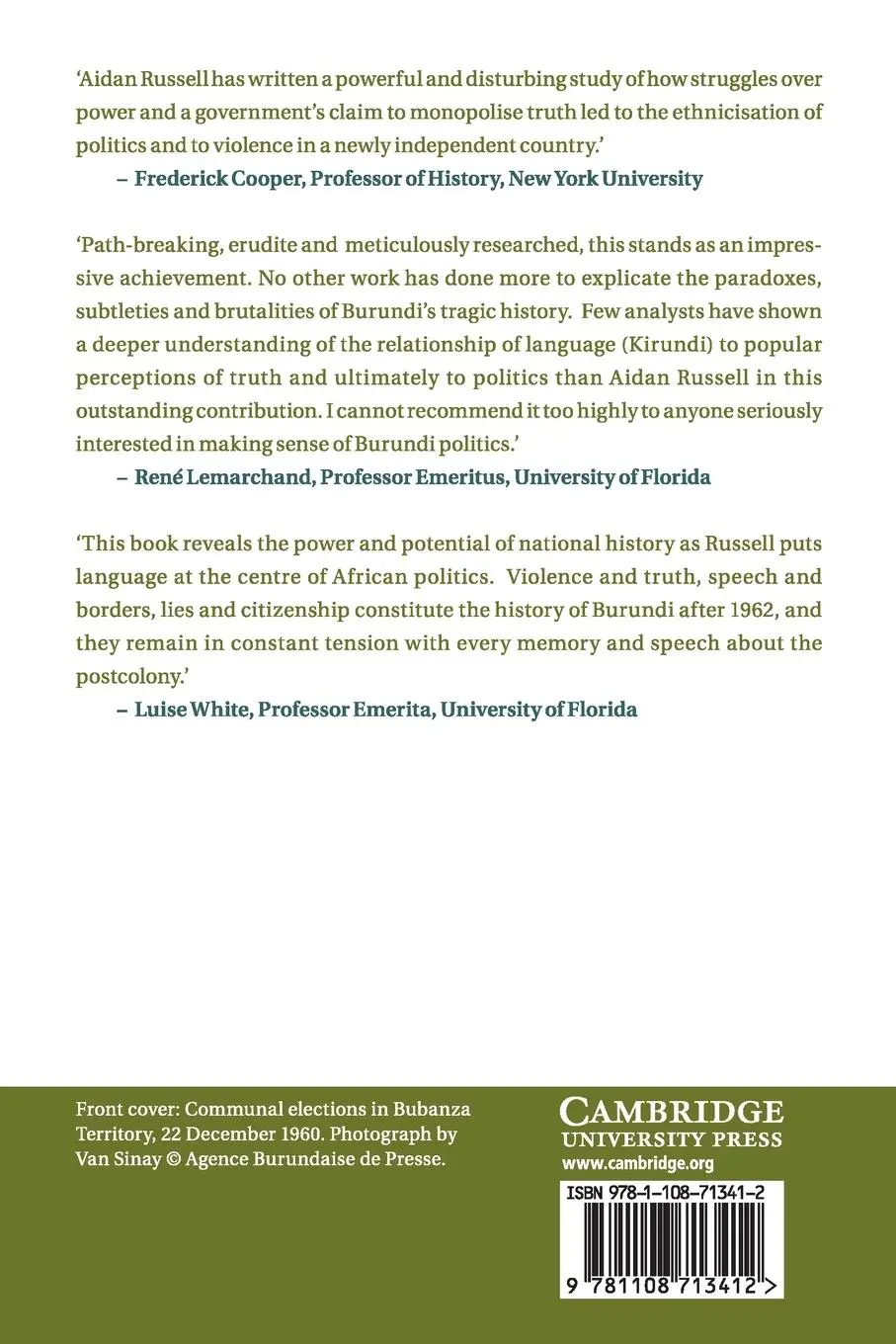 Rückseite: 9781108713412 | Politics and Violence in Burundi | Aidan Russell | Taschenbuch | 2020