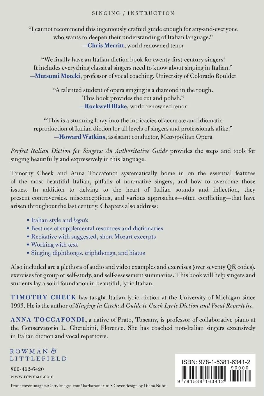 Rückseite: 9781538163412 | Perfect Italian Diction for Singers | An Authoritative Guide | Buch