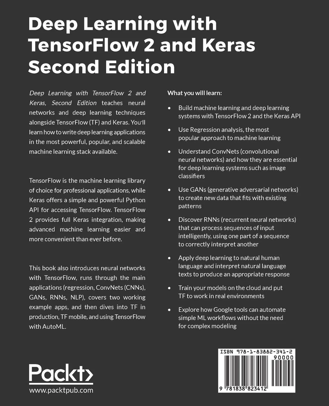 Rückseite: 9781838823412 | Deep Learning with TensorFlow 2 and Keras - Second Edition | Buch