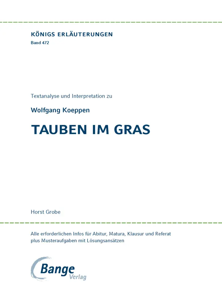 Bild: 9783129303412 | Tauben im Gras von Wolfgang Koeppen | Wolfgang Koeppen | Taschenbuch