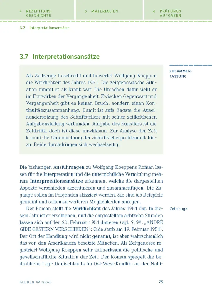 Bild: 9783129303412 | Tauben im Gras von Wolfgang Koeppen | Wolfgang Koeppen | Taschenbuch