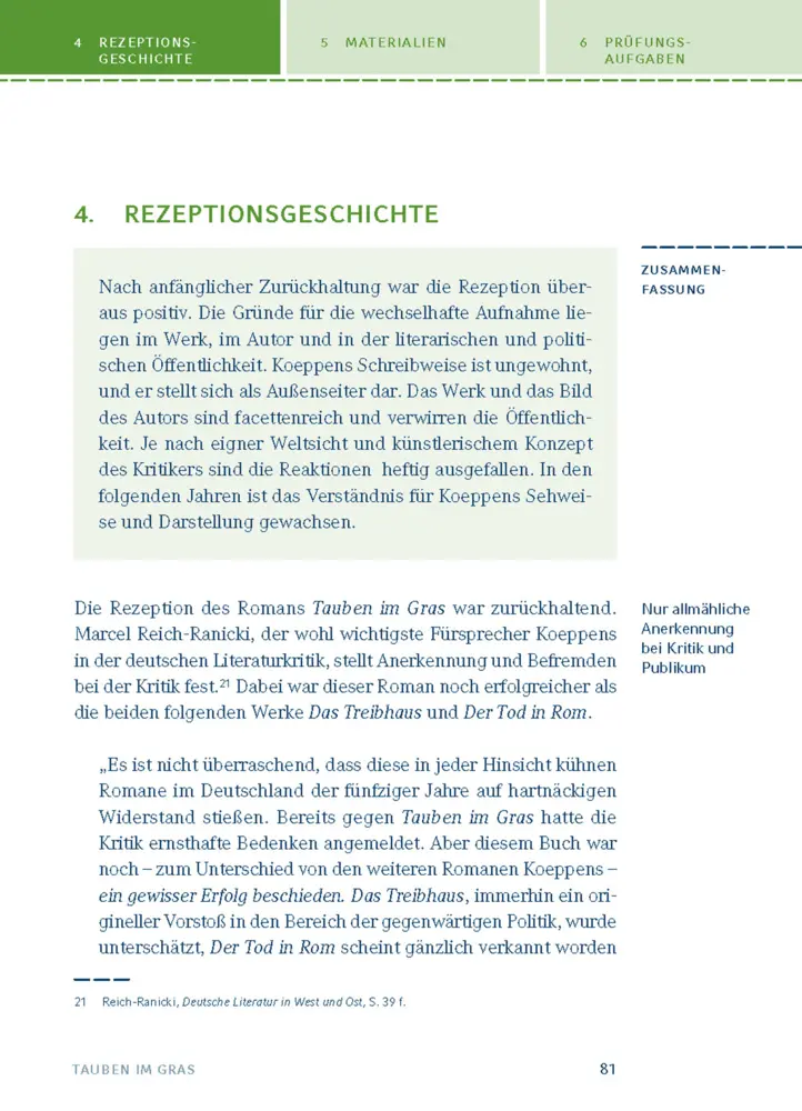Bild: 9783129303412 | Tauben im Gras von Wolfgang Koeppen | Wolfgang Koeppen | Taschenbuch