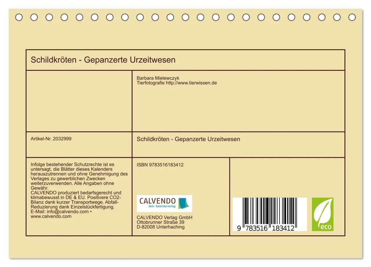 Bild: 9783516183412 | Schildkröten - Gepanzerte Urzeitwesen (Tischkalender 2026 DIN A5...