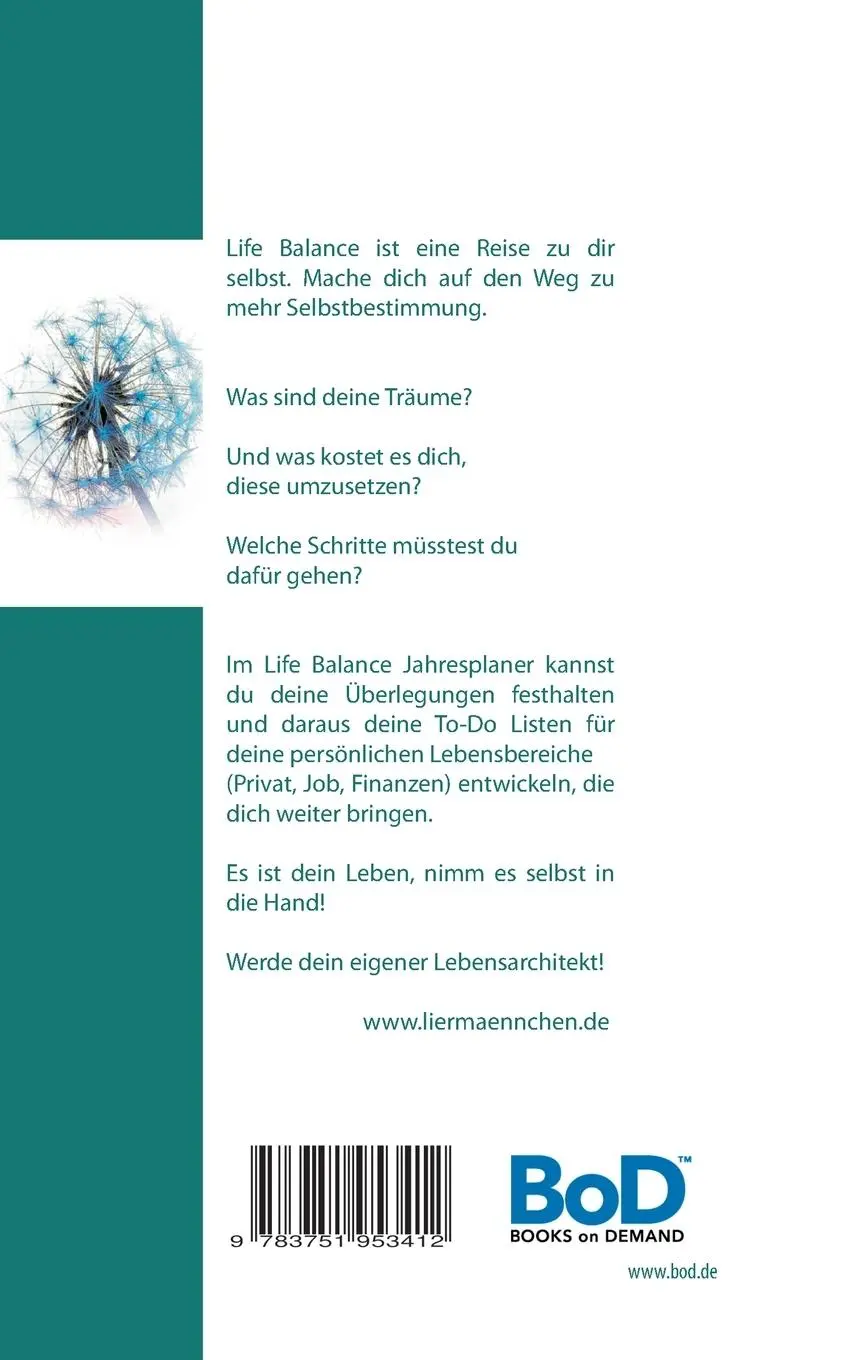 Rückseite: 9783751953412 | Liermännchen Life Balance Jahresplaner | Basic Version | Liermann