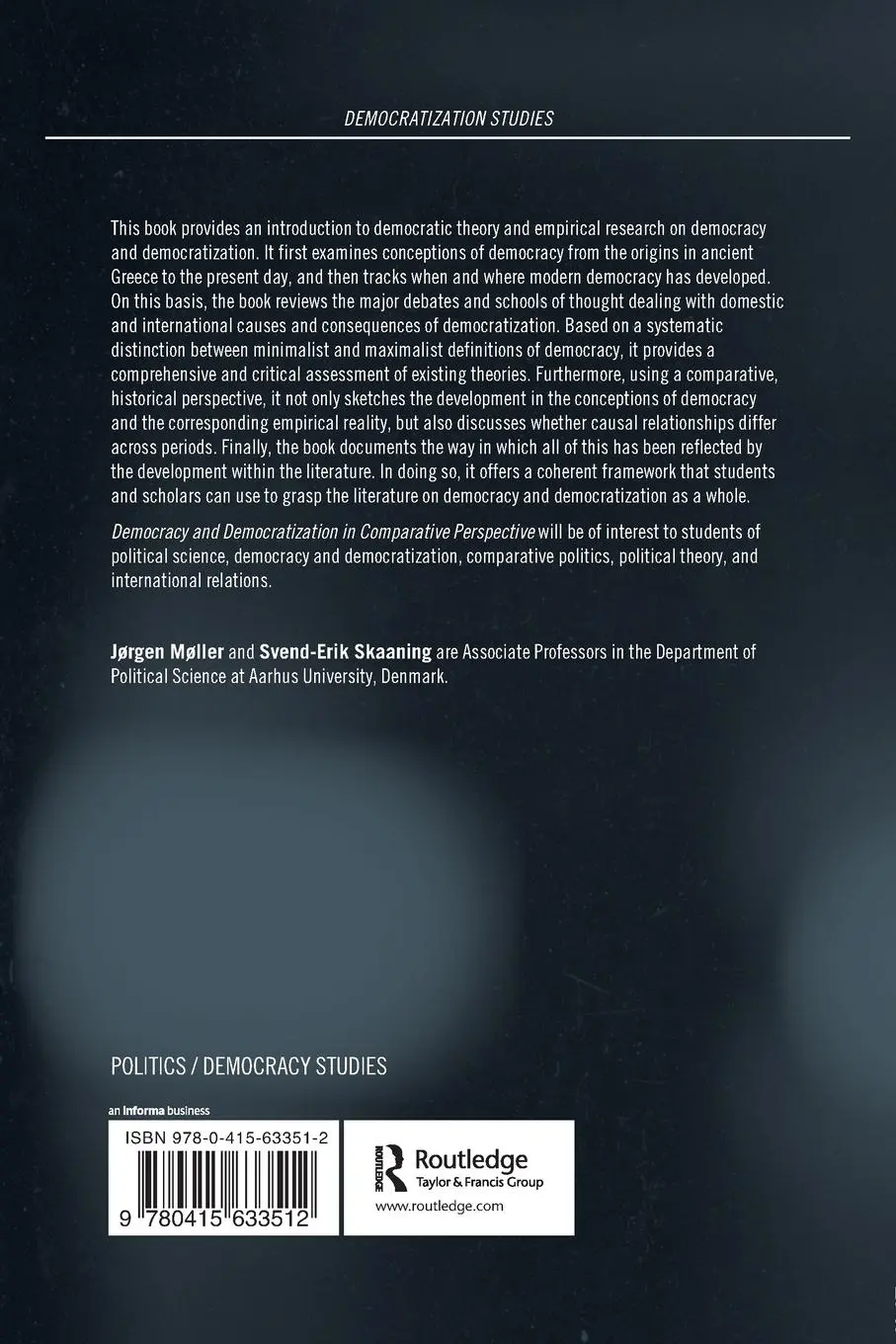 Rückseite: 9780415633512 | Democracy and Democratization in Comparative Perspective | Taschenbuch