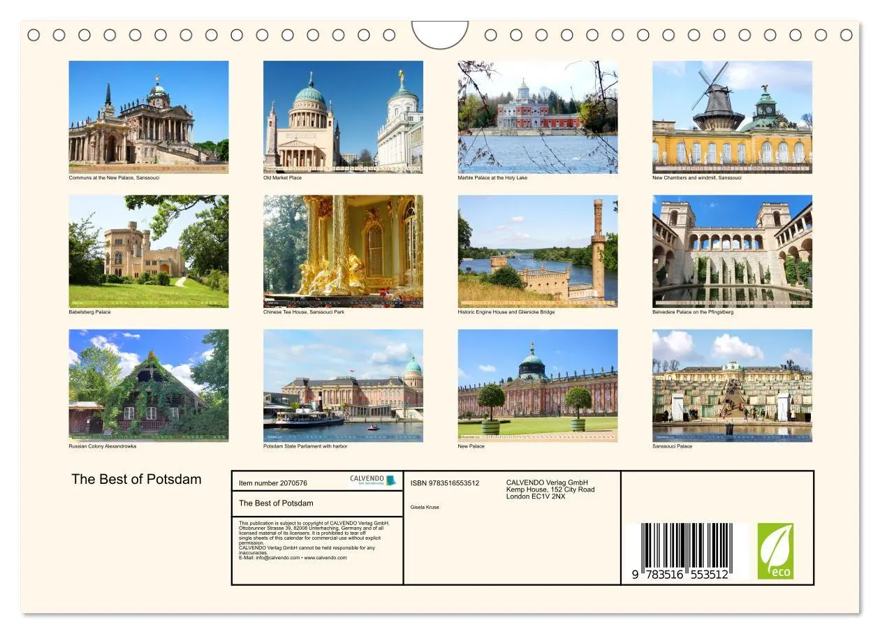 Bild: 9783516553512 | The Best of Potsdam (Wall Calendar 2026 DIN A4 landscape), CALVENDO...