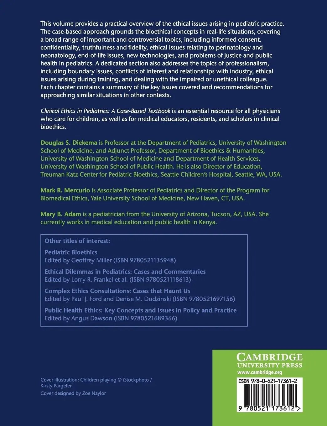 Rückseite: 9780521173612 | Clinical Ethics in Pediatrics | Douglas S. Diekema (u. a.) | Buch
