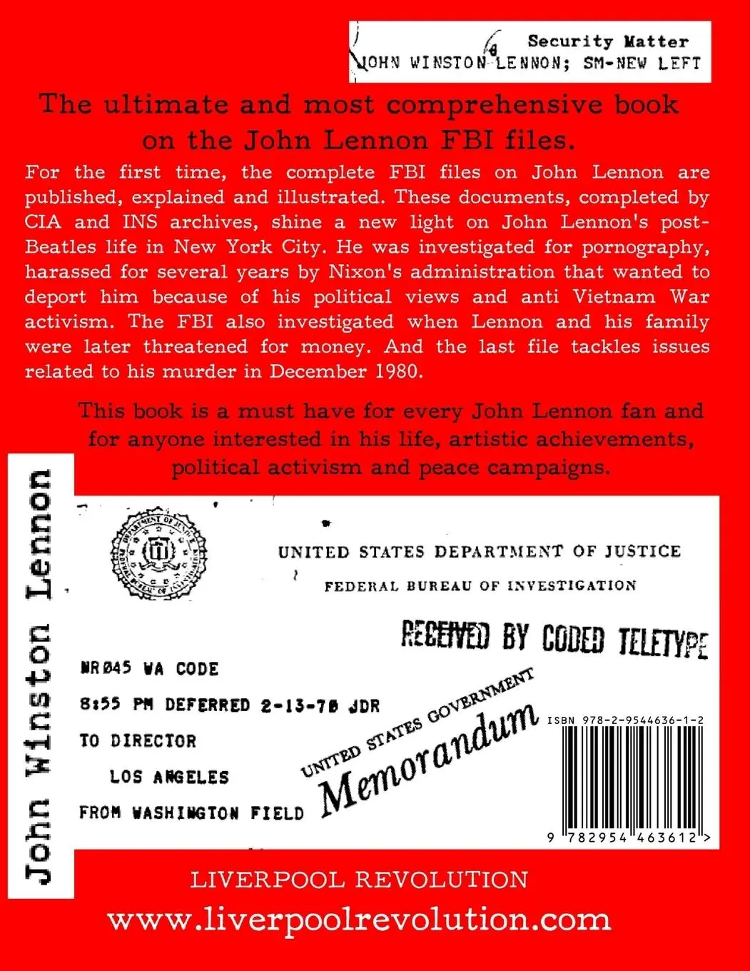 Rückseite: 9782954463612 | JOHN LENNON - Wanted by the FBI | Julien Kern | Taschenbuch | Englisch