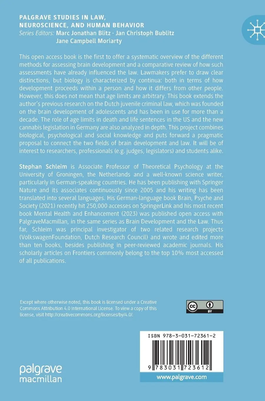 Rückseite: 9783031723612 | Brain Development and the Law | Neurolaw in Theory and Practice | Buch