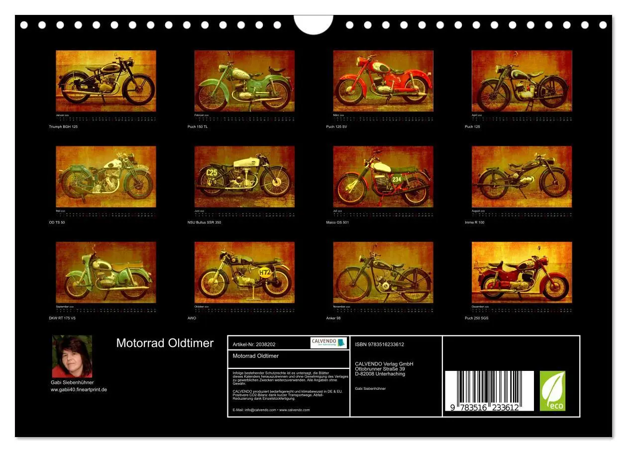 Bild: 9783516233612 | Motorrad Oldtimer (Wandkalender 2026 DIN A4 quer), CALVENDO...