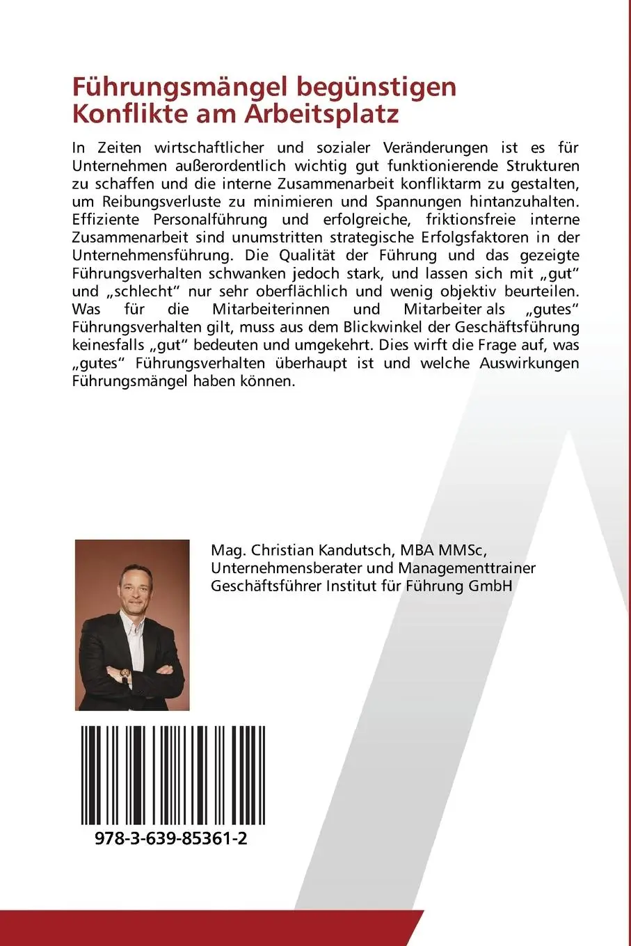 Rückseite: 9783639853612 | Führungsmängel begünstigen Konflikte am Arbeitsplatz | Kandutsch
