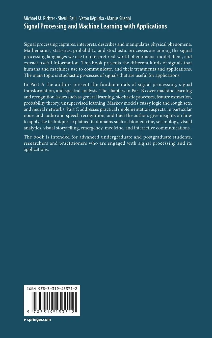Rückseite: 9783319453712 | Signal Processing and Machine Learning with Applications | Buch | xli
