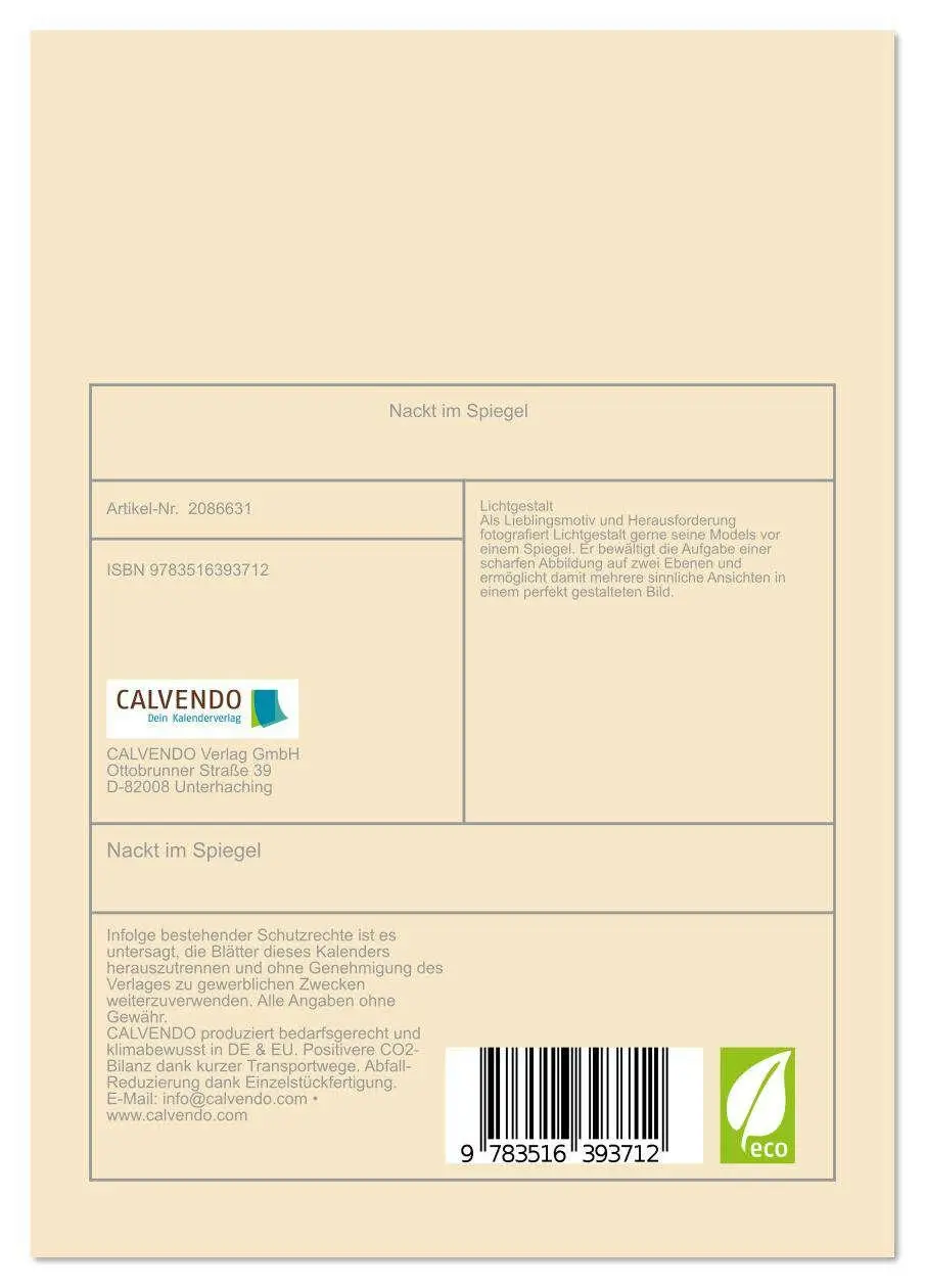 Bild: 9783516393712 | Nackt im Spiegel (Tischkalender 2026 DIN A5 hoch), CALVENDO...