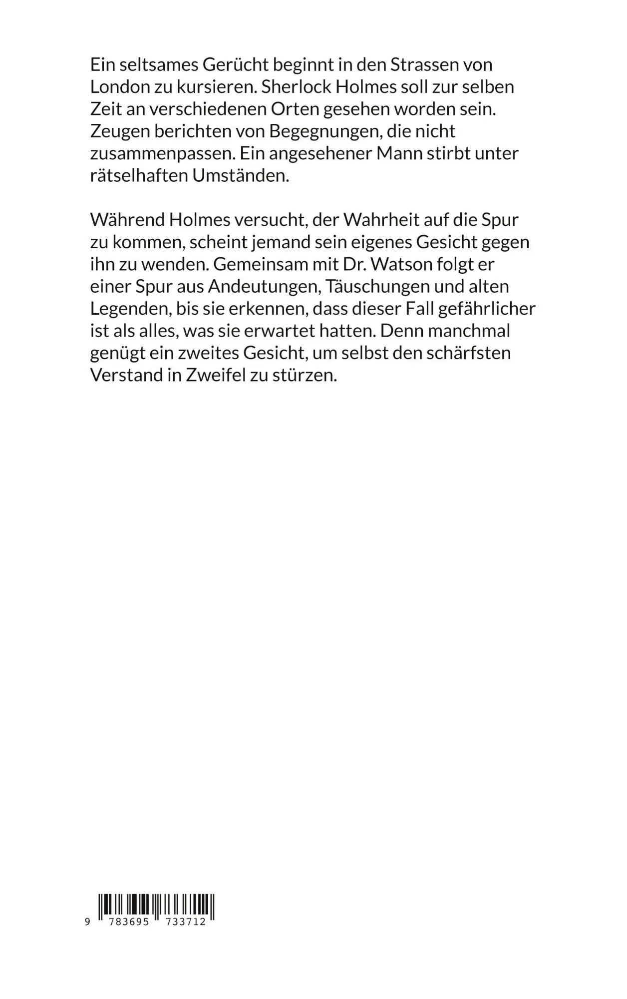 Rückseite: 9783695733712 | Sherlock Holmes und das zweite Gesicht | E. Ray Sanders | Taschenbuch