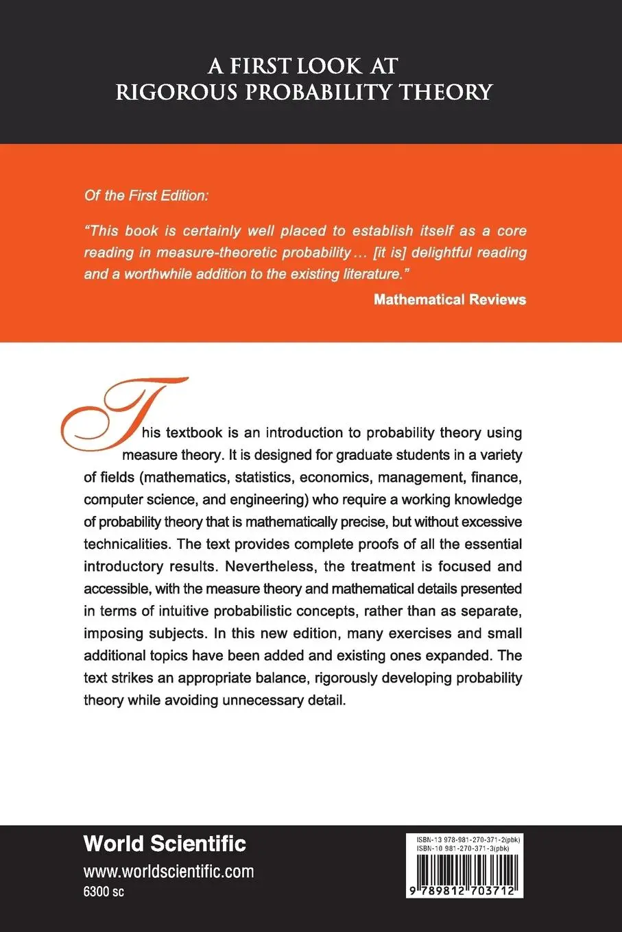 Rückseite: 9789812703712 | FIRST LOOK AT RIGOROUS PROB..(2ND ED) | Jeffrey S Rosenthal | Buch