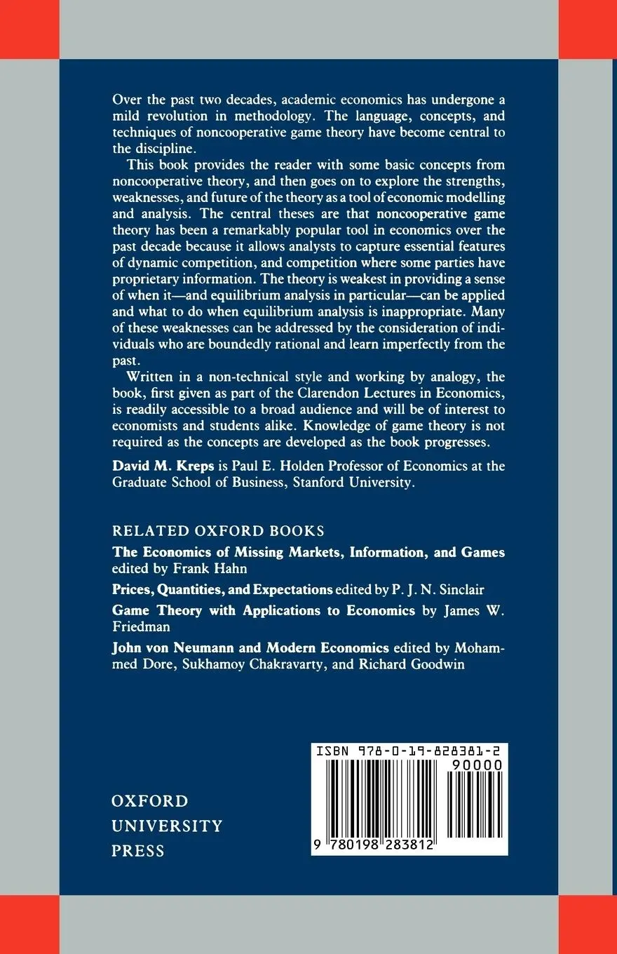 Rückseite: 9780198283812 | Clarendon Lectures in Economics | David M. Kreps | Taschenbuch | 1990
