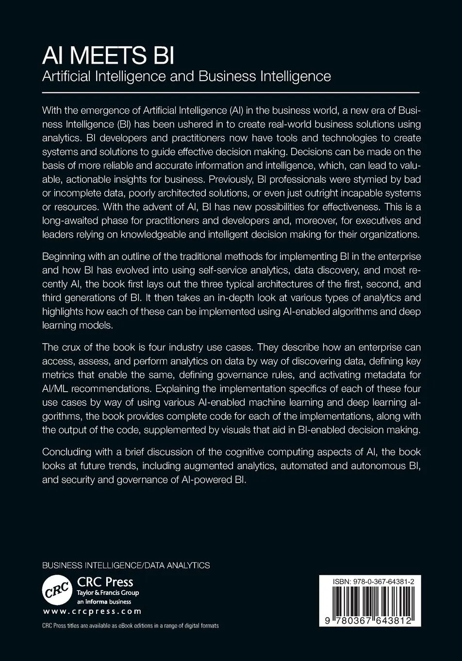 Rückseite: 9780367643812 | AI Meets BI | Artificial Intelligence and Business Intelligence | Buch