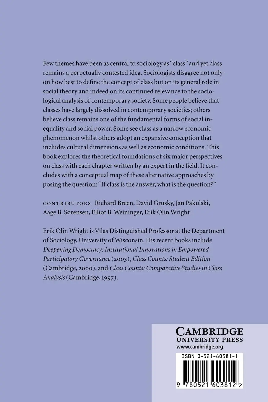 Rückseite: 9780521603812 | Approaches to Class Analysis | Erik Olin Wright | Taschenbuch | 2007
