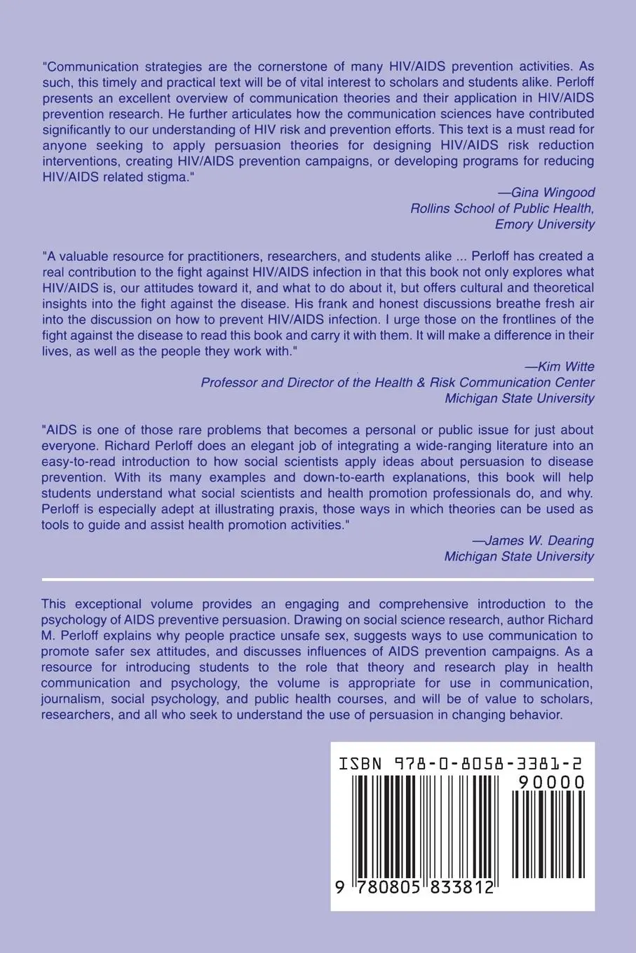 Rückseite: 9780805833812 | Persuading People To Have Safer Sex | Richard M. Perloff | Taschenbuch