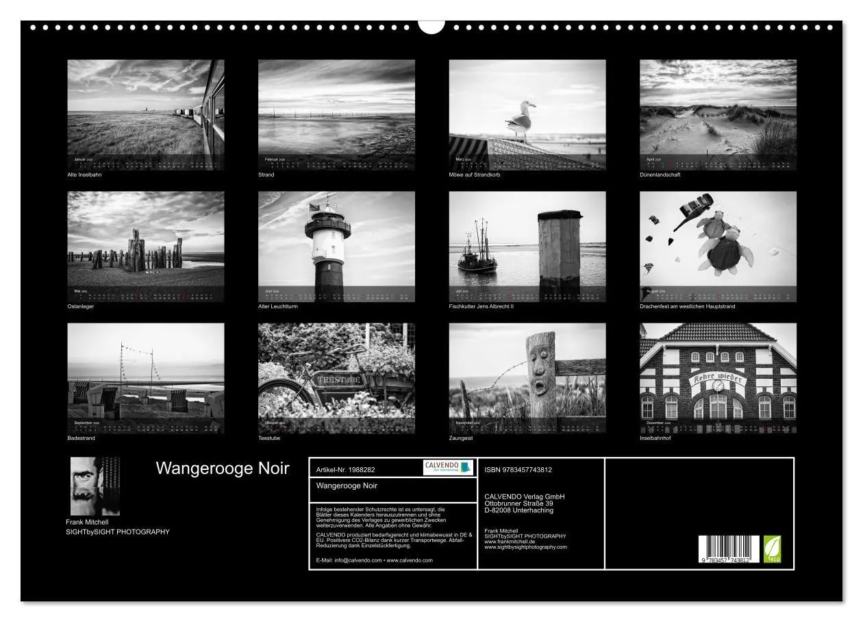 Bild: 9783457743812 | Wangerooge Noir (Wandkalender 2026 DIN A2 quer), CALVENDO...