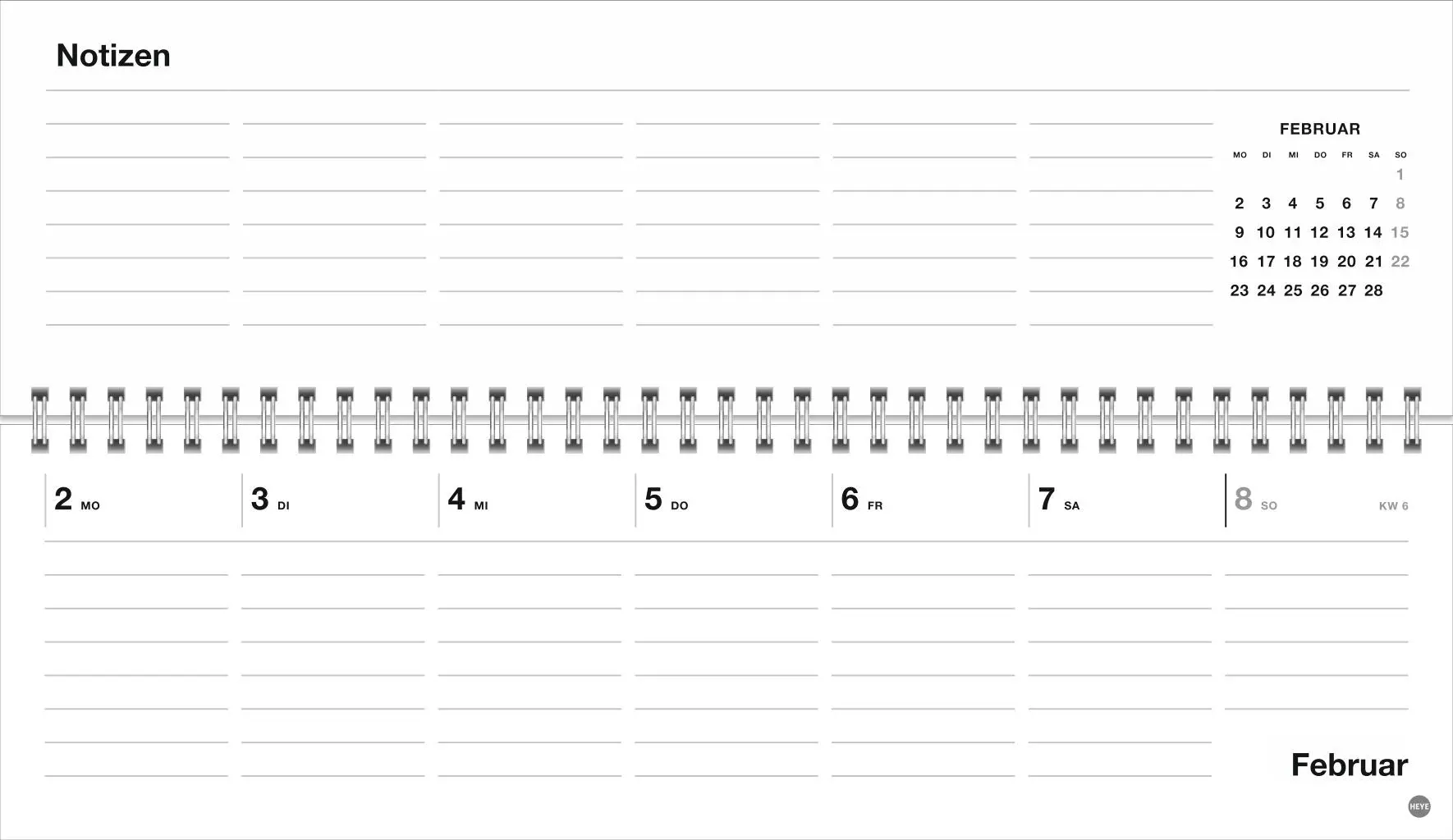 Bild: 9783756413812 | Black&amp;White Wochenquerplaner 2026 | Kalender | Bürokalender Heye