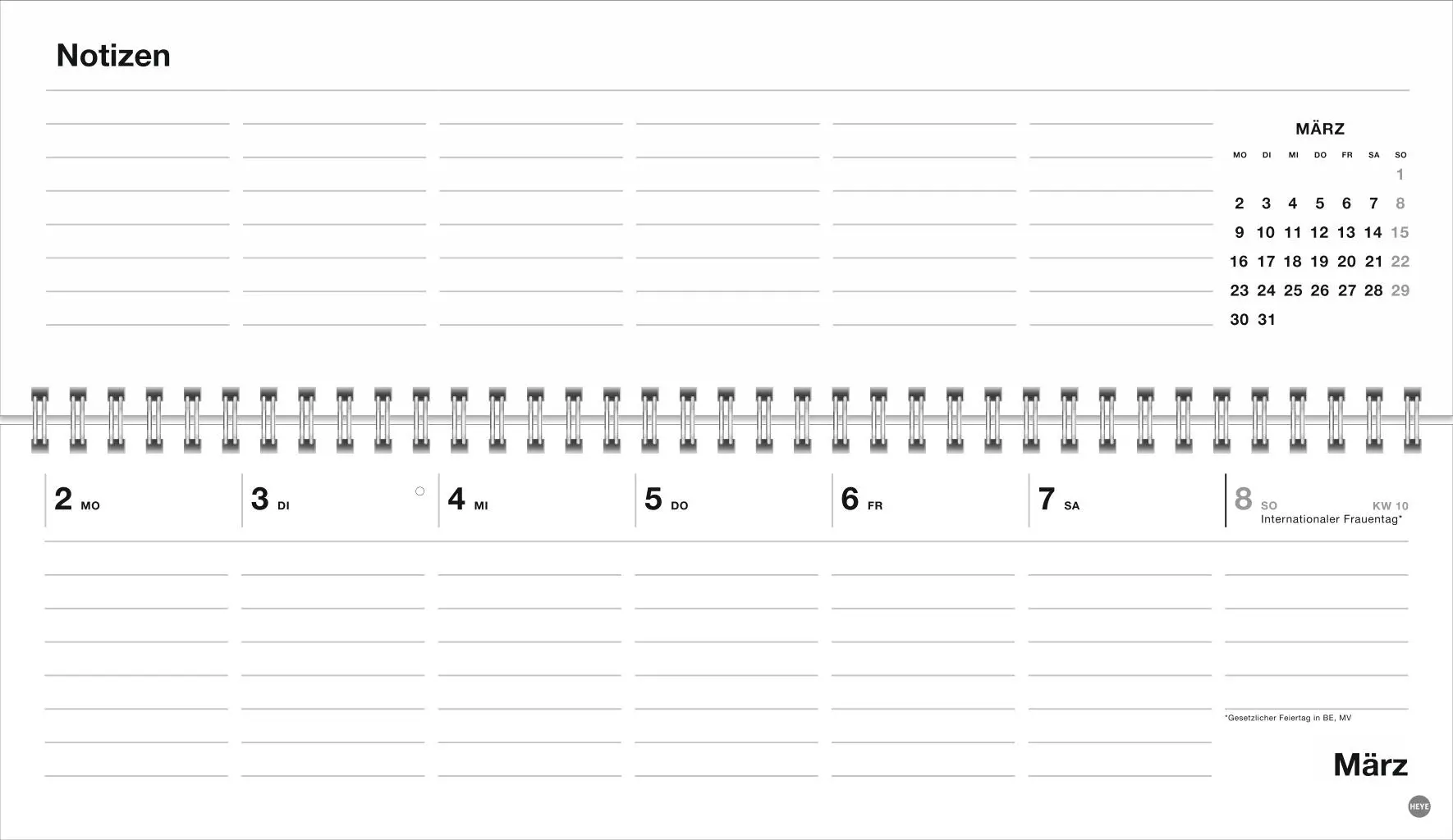 Bild: 9783756413812 | Black&amp;White Wochenquerplaner 2026 | Kalender | Bürokalender Heye