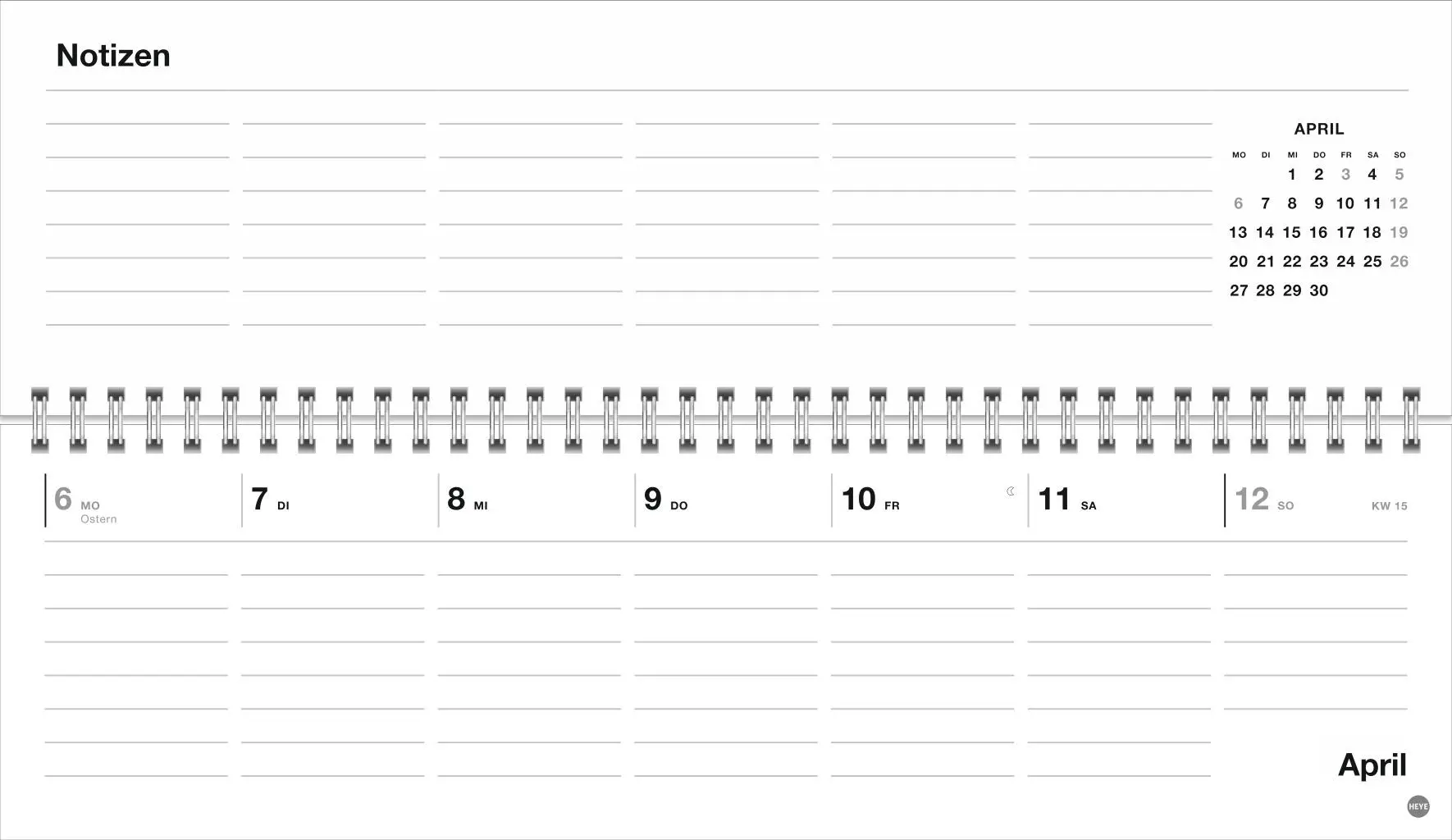 Bild: 9783756413812 | Black&amp;White Wochenquerplaner 2026 | Kalender | Bürokalender Heye