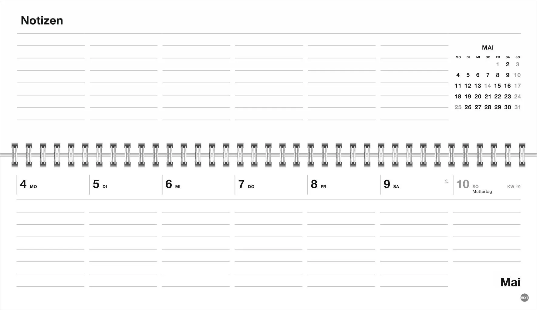 Bild: 9783756413812 | Black&amp;White Wochenquerplaner 2026 | Kalender | Bürokalender Heye