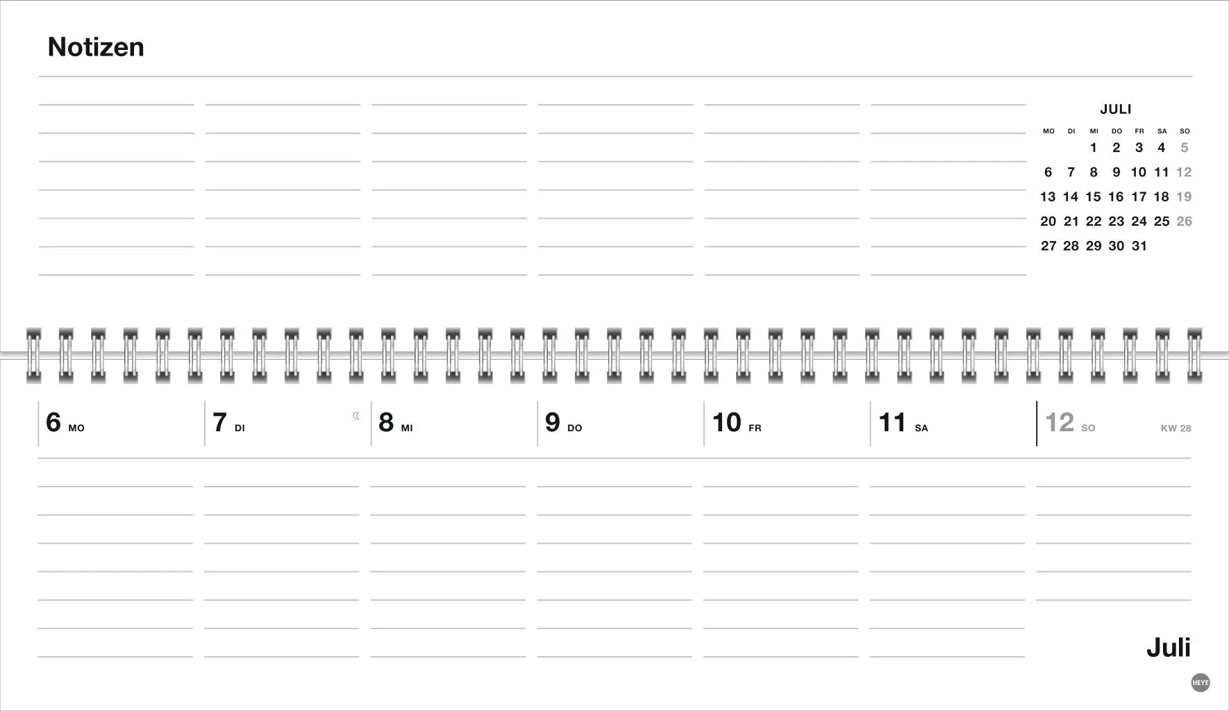 Bild: 9783756413812 | Black&amp;White Wochenquerplaner 2026 | Kalender | Bürokalender Heye