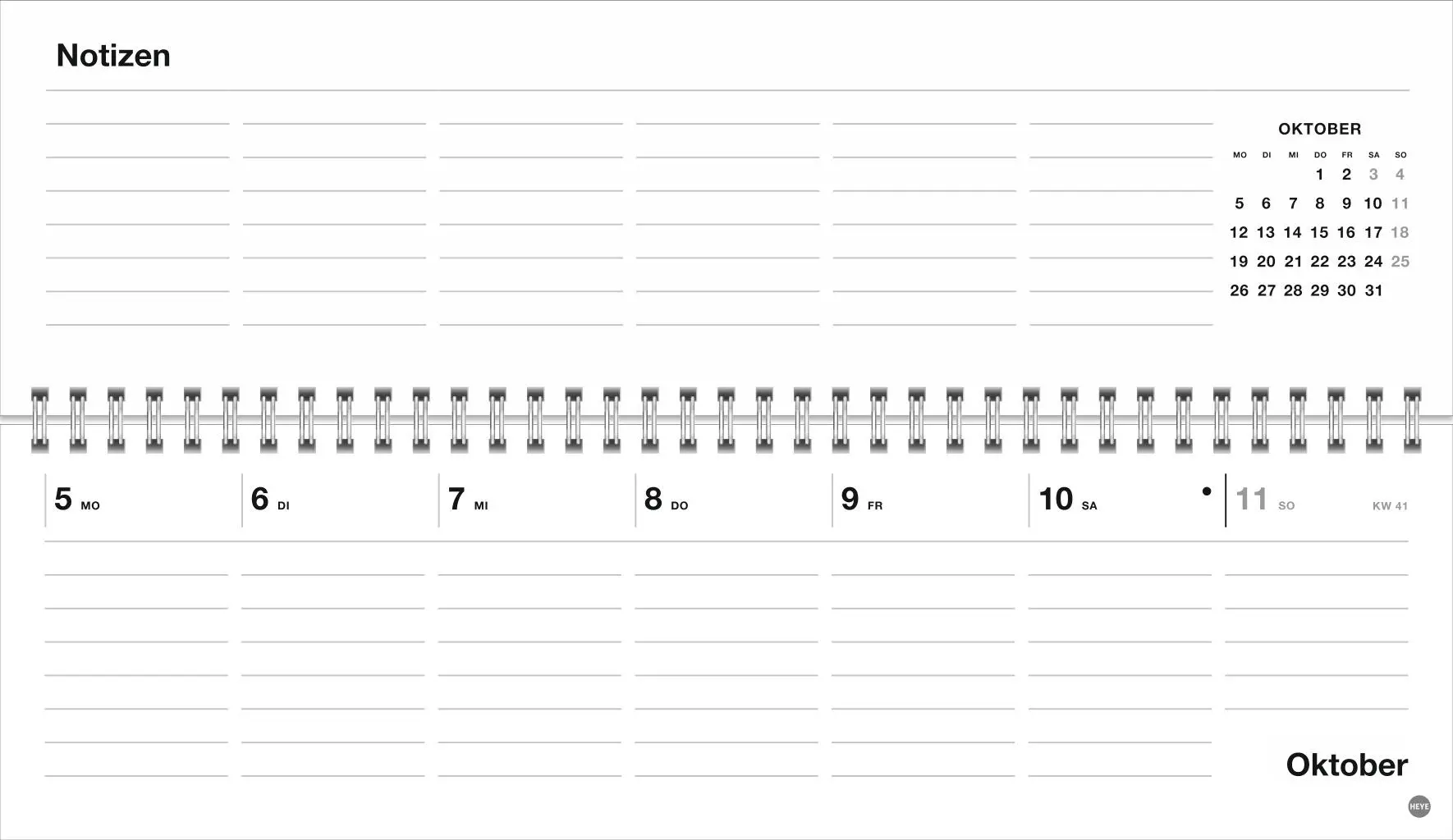 Bild: 9783756413812 | Black&amp;White Wochenquerplaner 2026 | Kalender | Bürokalender Heye