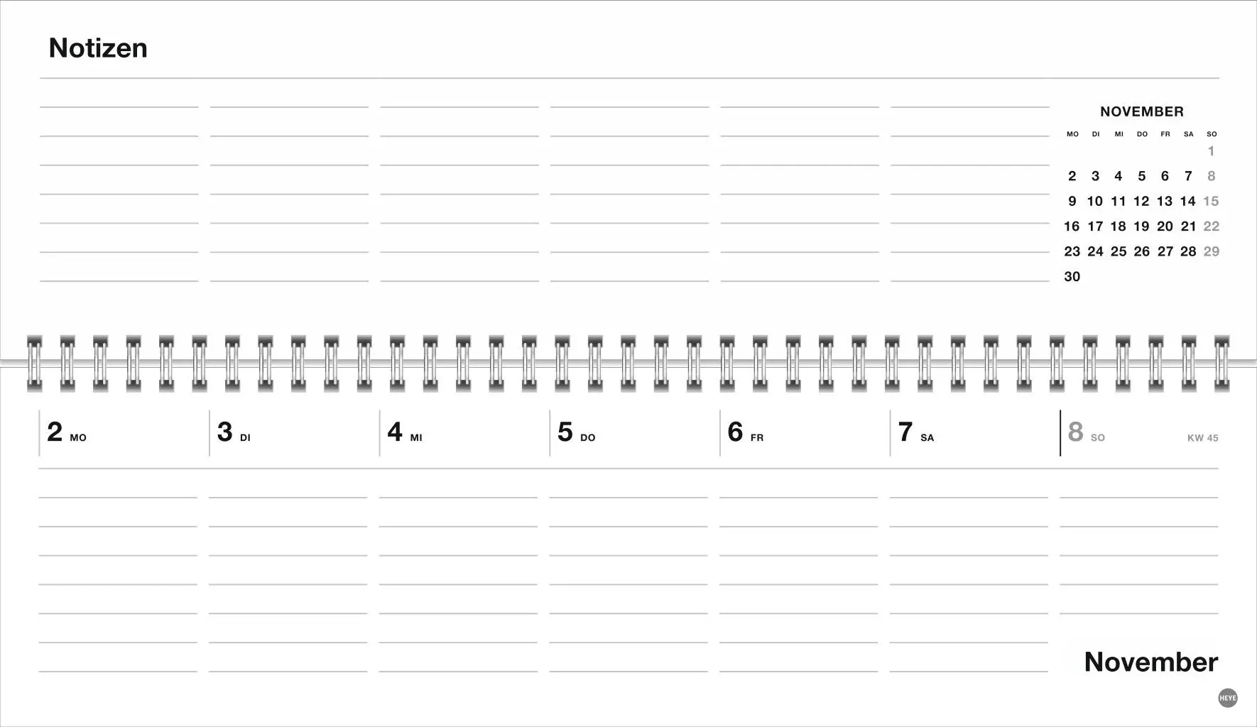 Bild: 9783756413812 | Black&amp;White Wochenquerplaner 2026 | Kalender | Bürokalender Heye