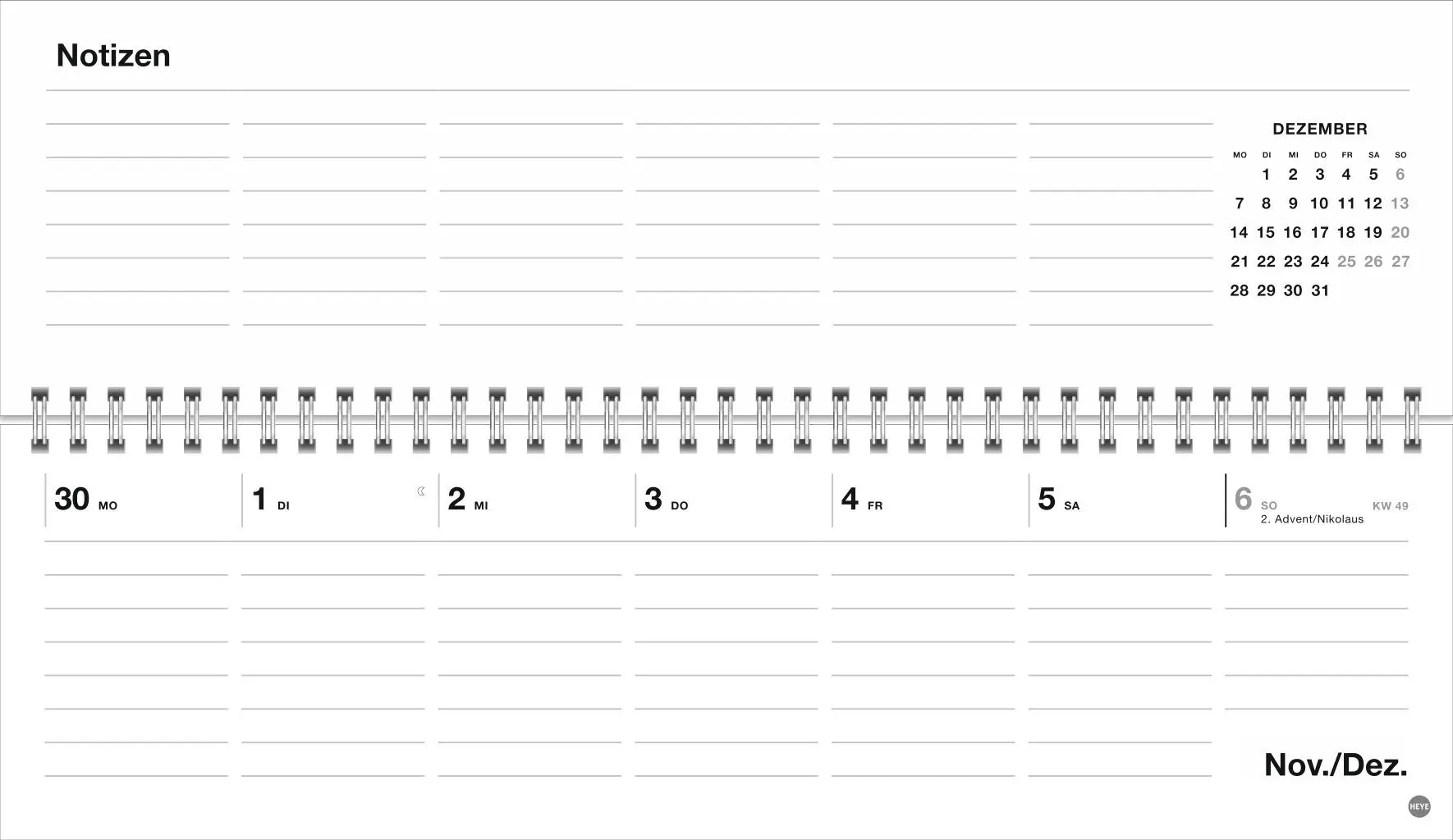 Bild: 9783756413812 | Black&amp;White Wochenquerplaner 2026 | Kalender | Bürokalender Heye