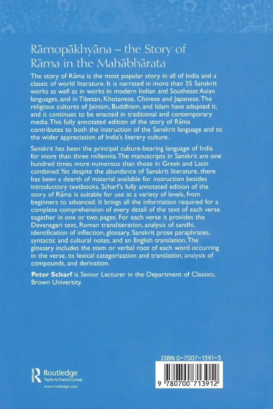 Rückseite: 9780700713912 | Ramopakhyana - The Story of Rama in the Mahabharata | Peter Scharf