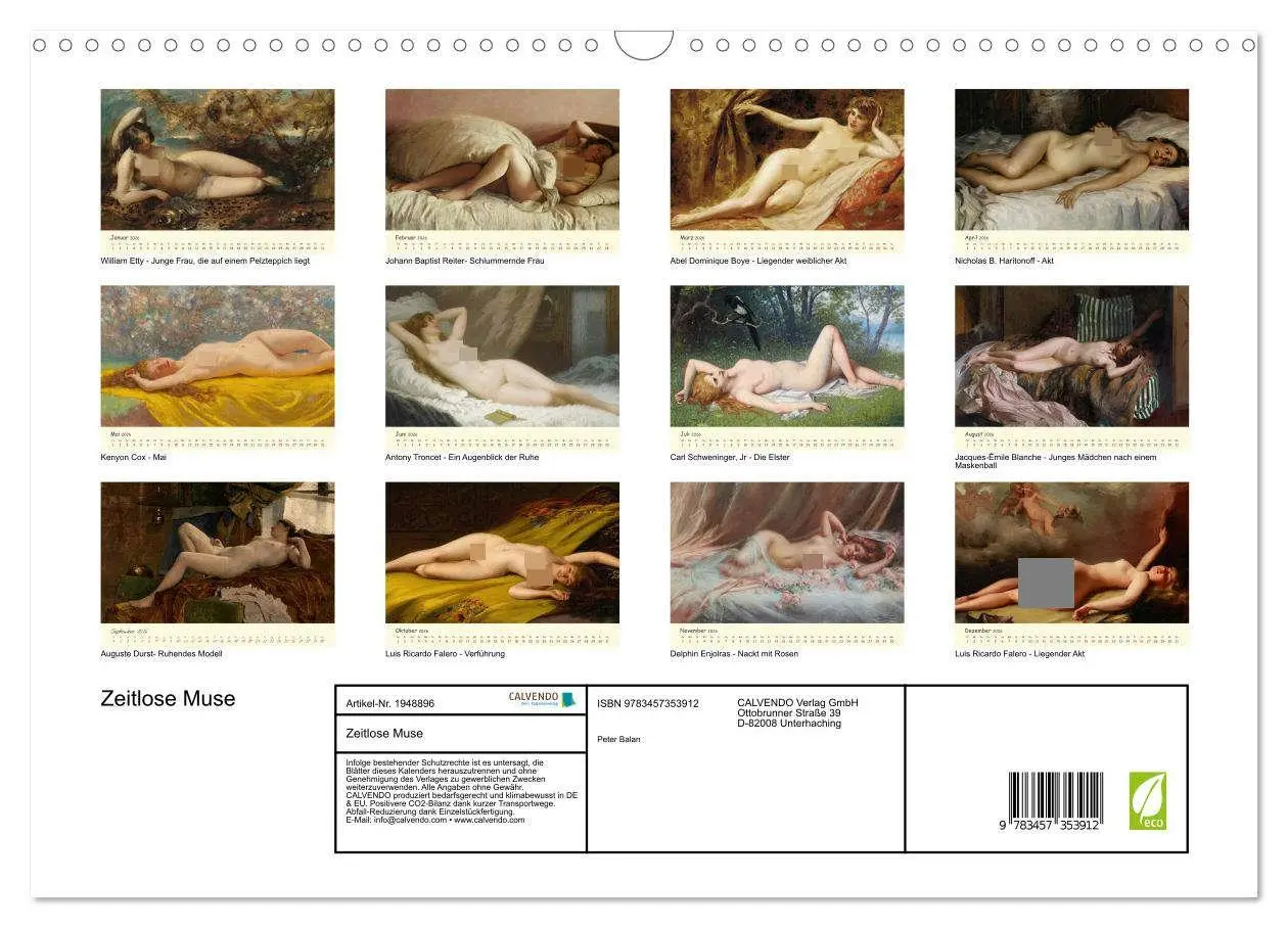 Bild: 9783457353912 | Zeitlose Muse (Wandkalender 2026 DIN A3 quer), CALVENDO Monatskalender
