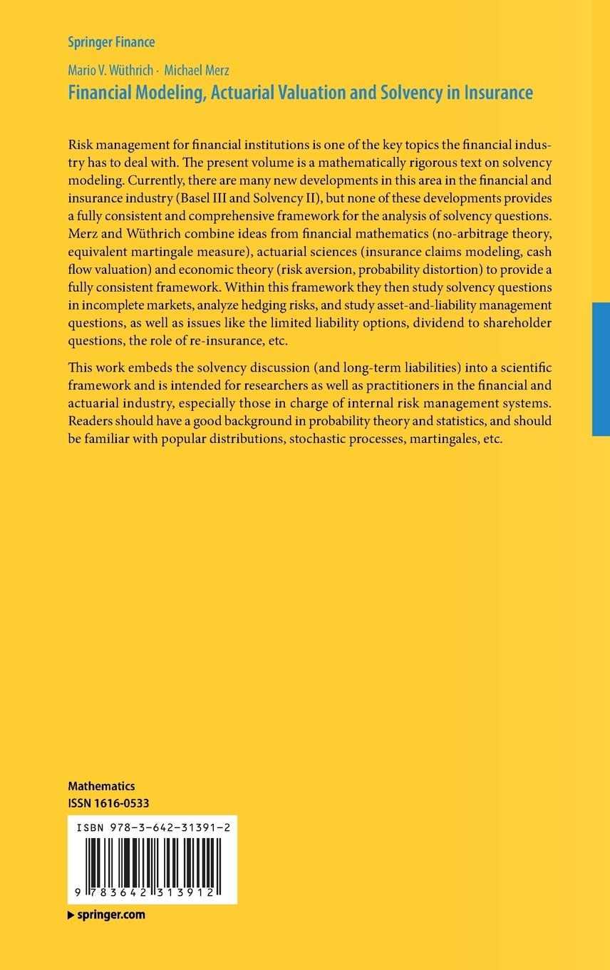 Rückseite: 9783642313912 | Financial Modeling, Actuarial Valuation and Solvency in Insurance