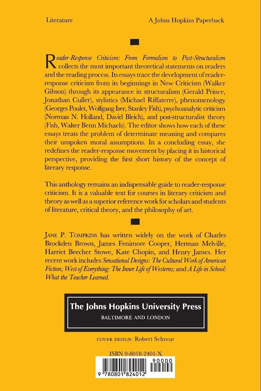 Rückseite: 9780801824012 | Reader-Response Criticism | From Formalism to Post-Structuralism