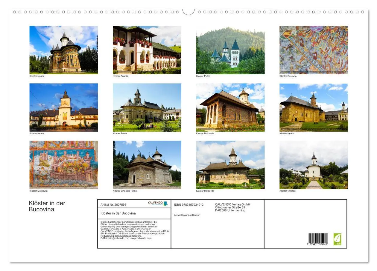 Bild: 9783457934012 | Klöster in der Bucovina (Wandkalender 2026 DIN A2 quer), CALVENDO...
