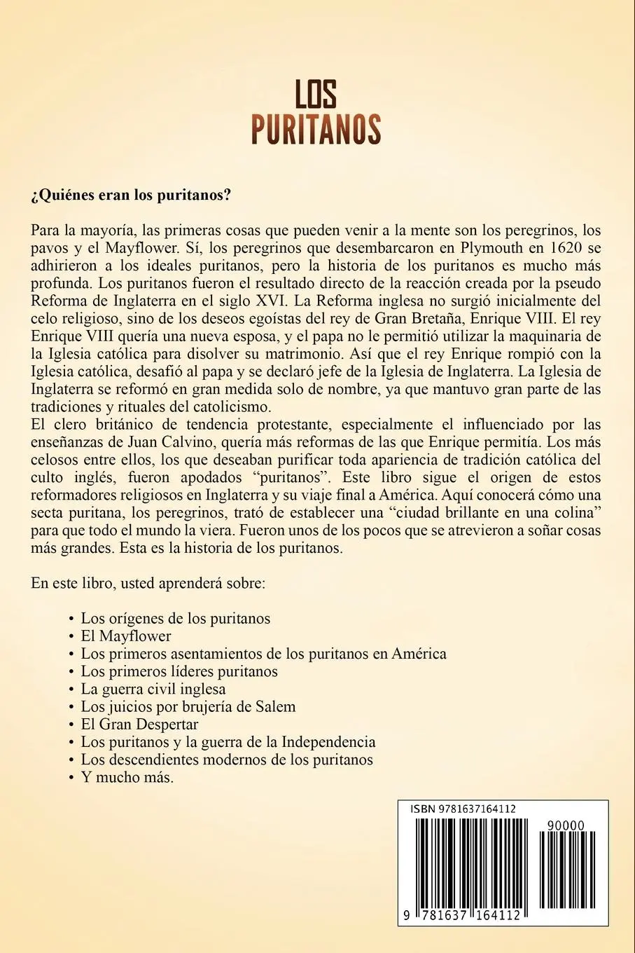 Rückseite: 9781637164112 | Los puritanos | Captivating History | Taschenbuch | Spanisch | 2021