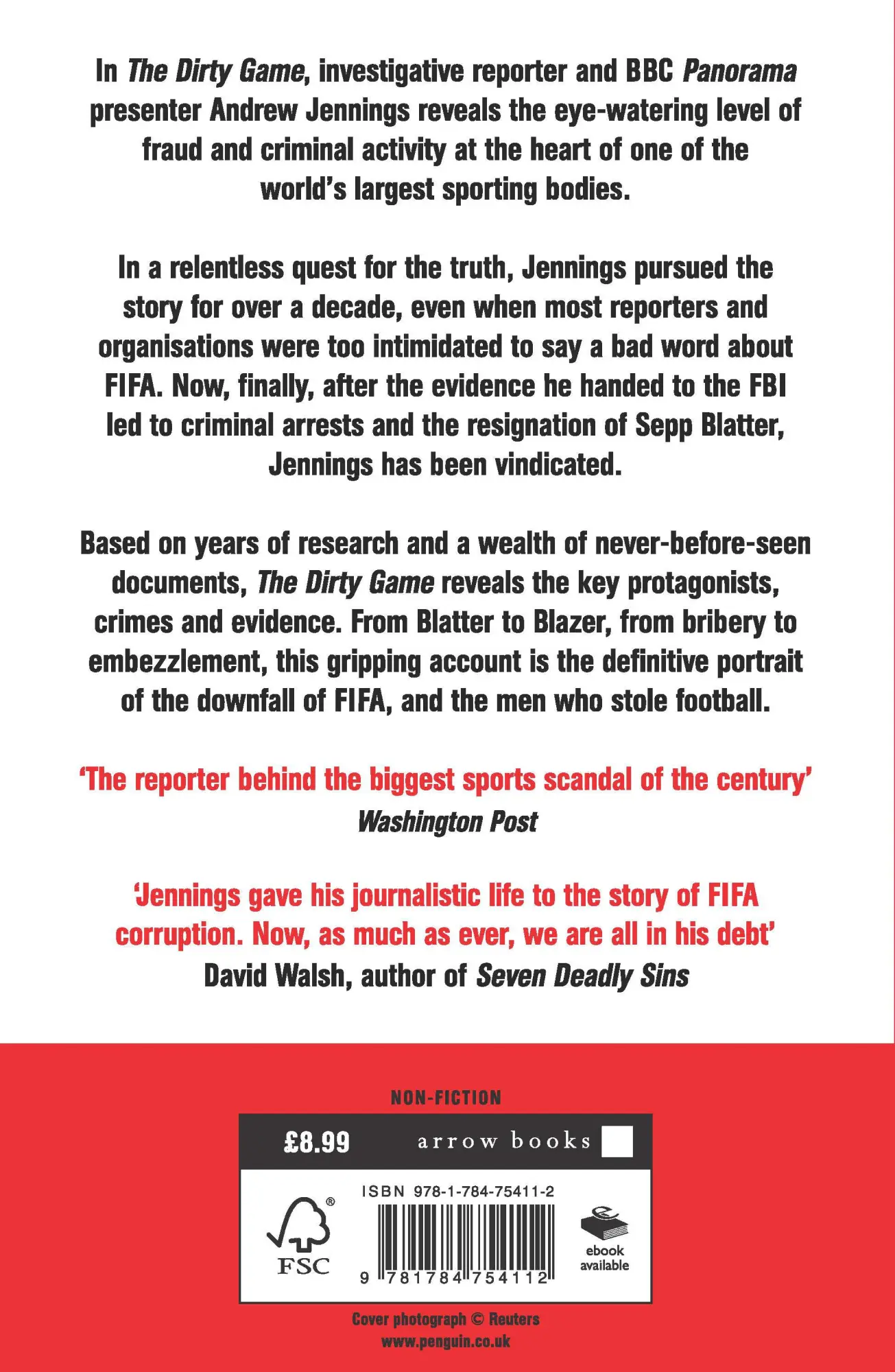 Rückseite: 9781784754112 | The Dirty Game | Uncovering the Scandal at FIFA | Andrew Jennings | XI