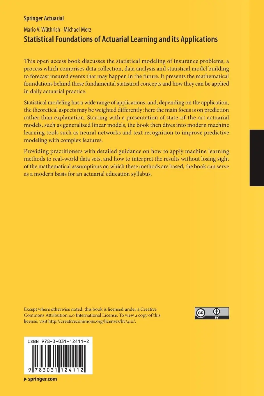 Rückseite: 9783031124112 | Statistical Foundations of Actuarial Learning and its Applications