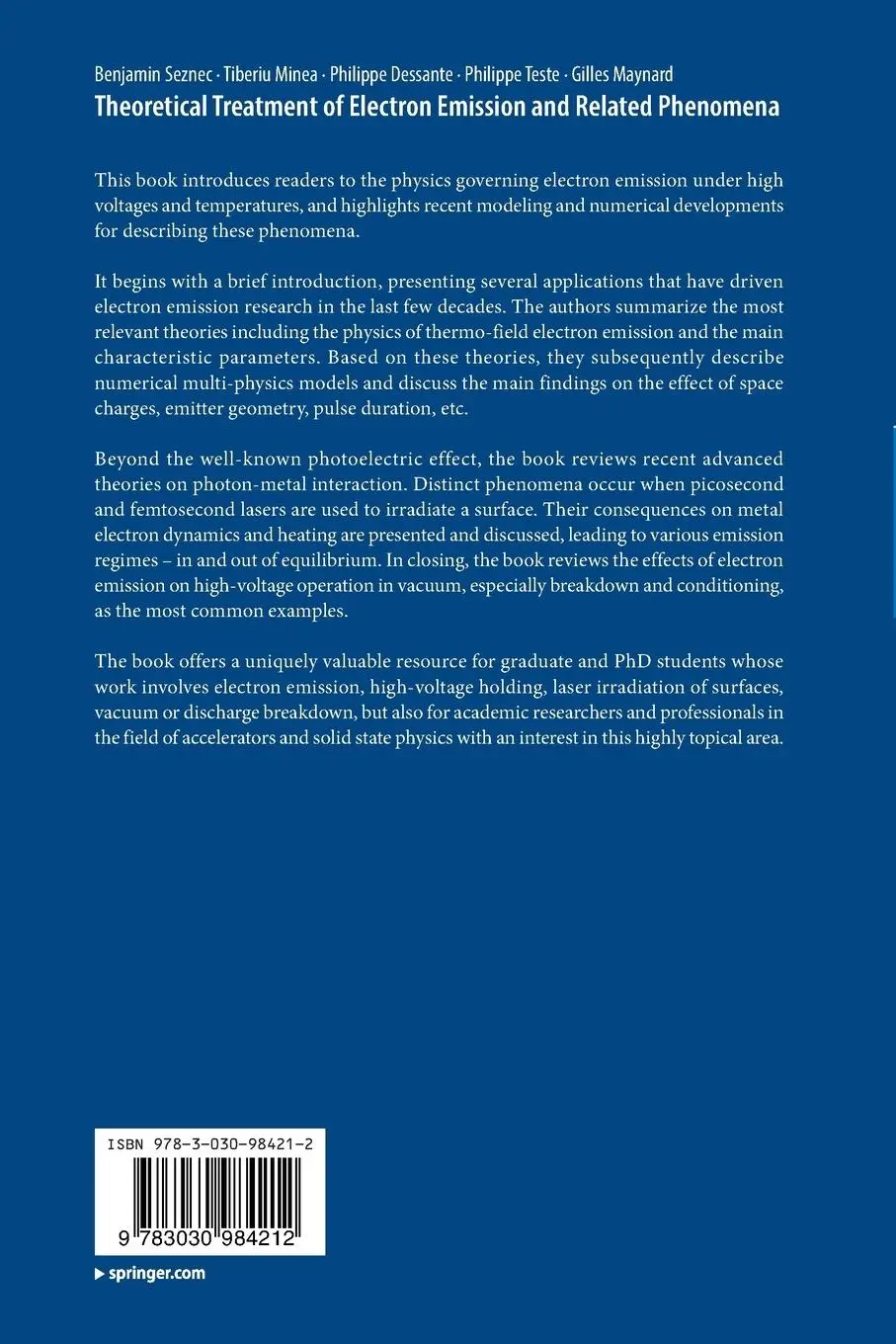 Rückseite: 9783030984212 | Theoretical Treatment of Electron Emission and Related Phenomena | xvi