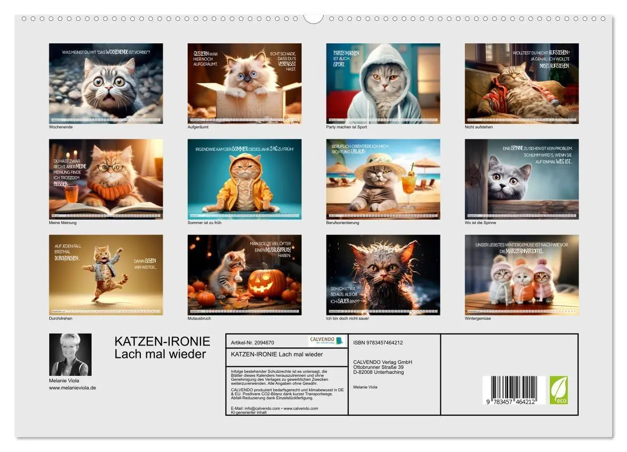 Bild: 9783457464212 | KATZEN-IRONIE Lach mal wieder (hochwertiger Premium Wandkalender...