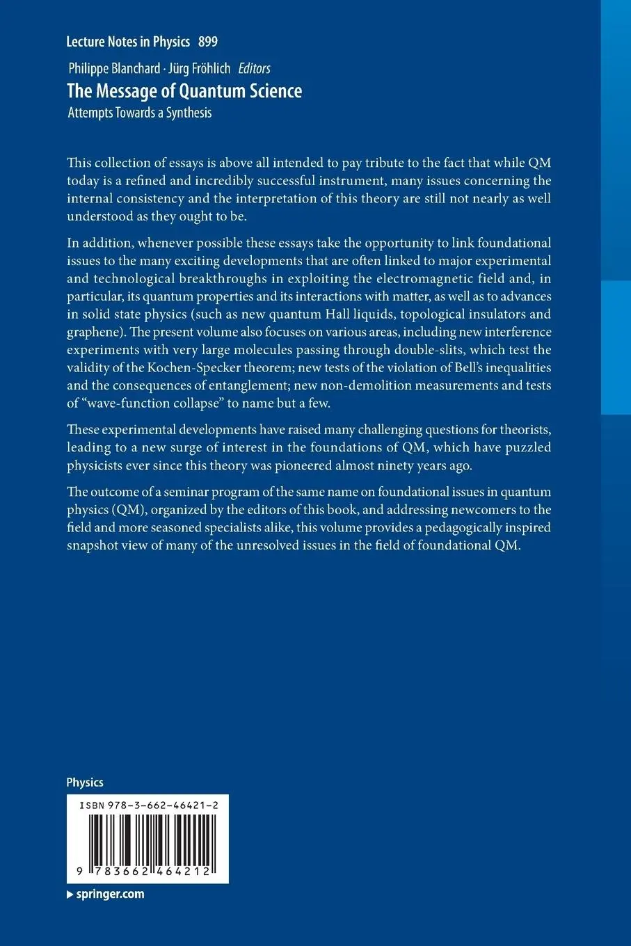 Rückseite: 9783662464212 | The Message of Quantum Science | Attempts Towards a Synthesis | Buch