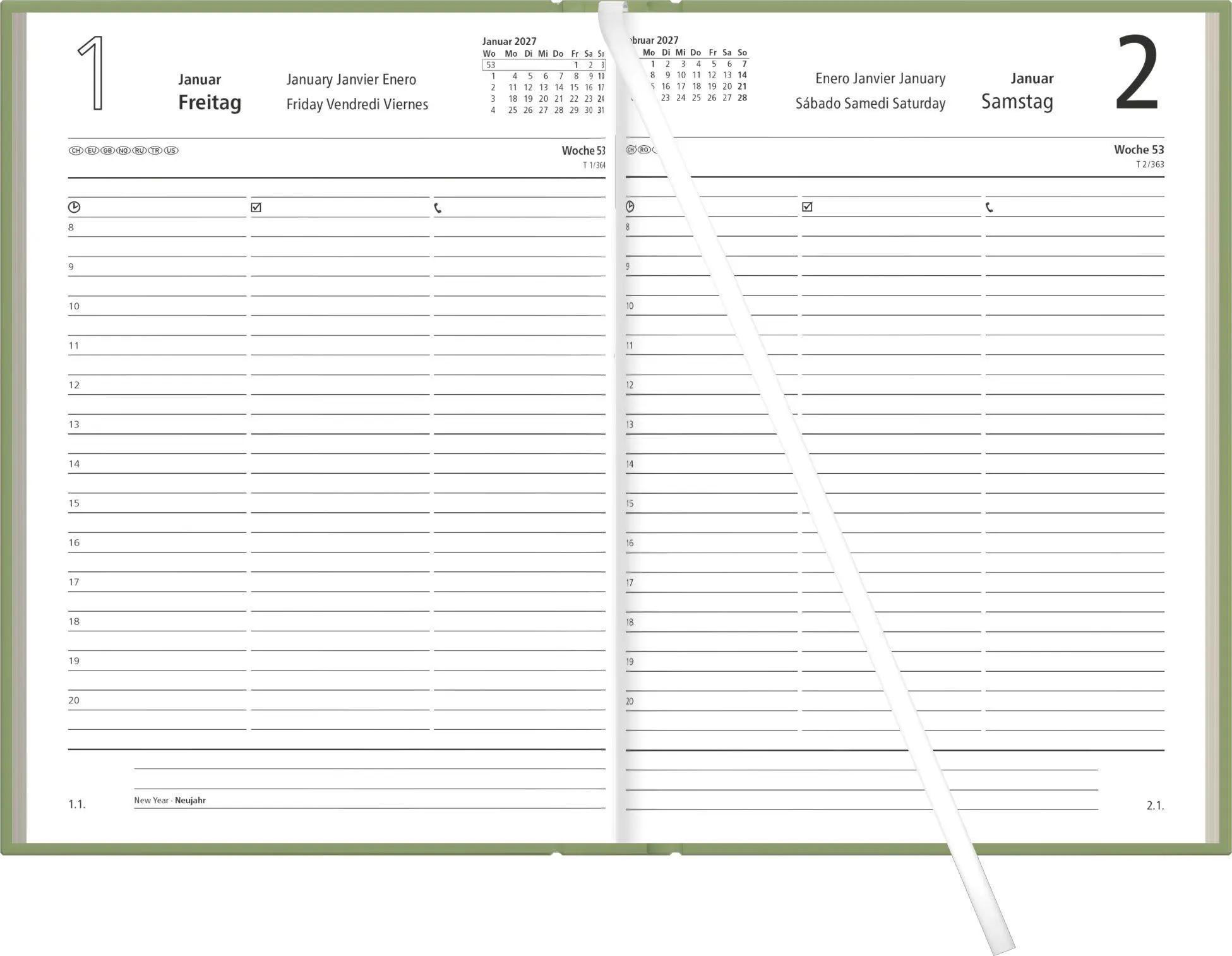 Bild: 4069095014312 | Buchkalender 1T/1S olive Blauer Engel 2027 | KG | Buch | 392 S. | 2027